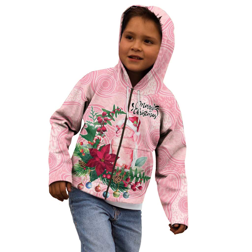Watercolor Pink Galah Flowers Kid Hoodie Australia Christmas Vibes - Aussie Hoodie
