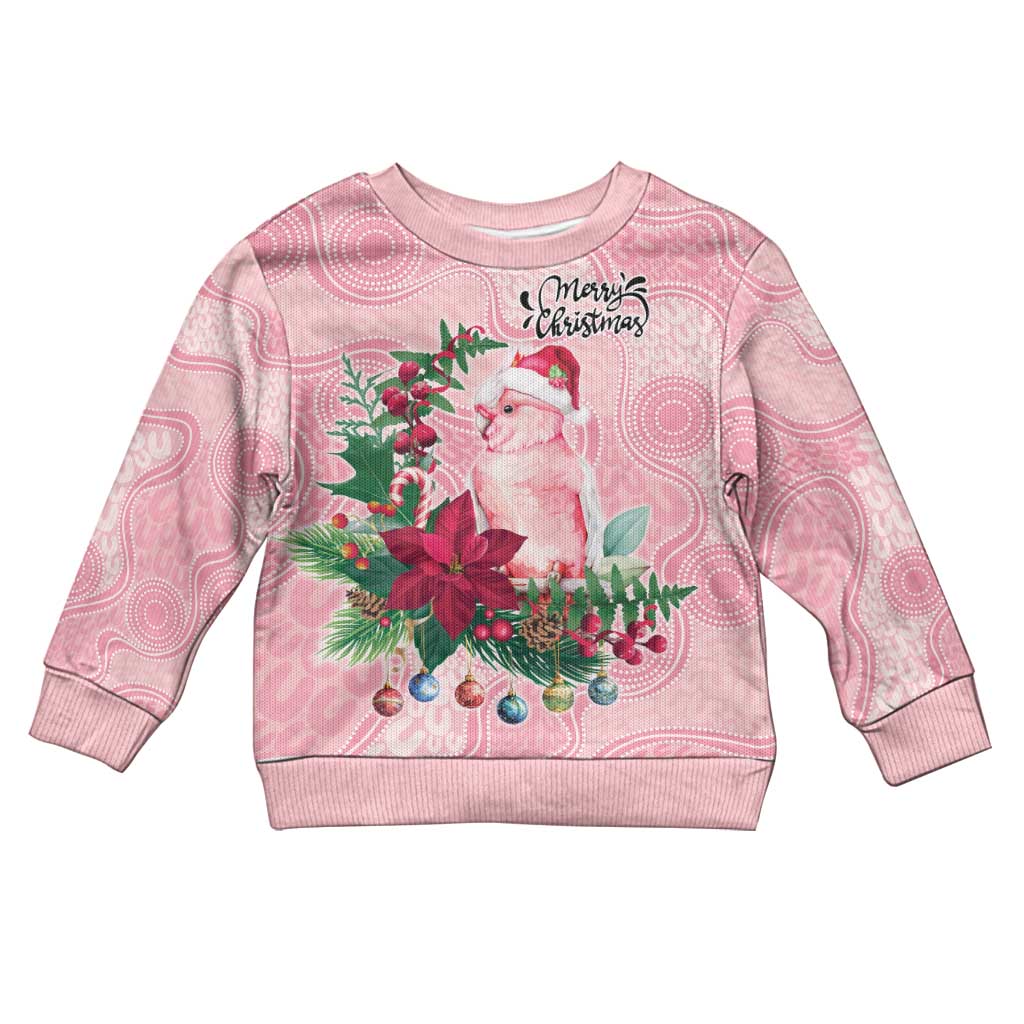 Watercolor Pink Galah Flowers Kid Ugly Christmas Sweater Australia Christmas Vibes - Aussie Hoodie