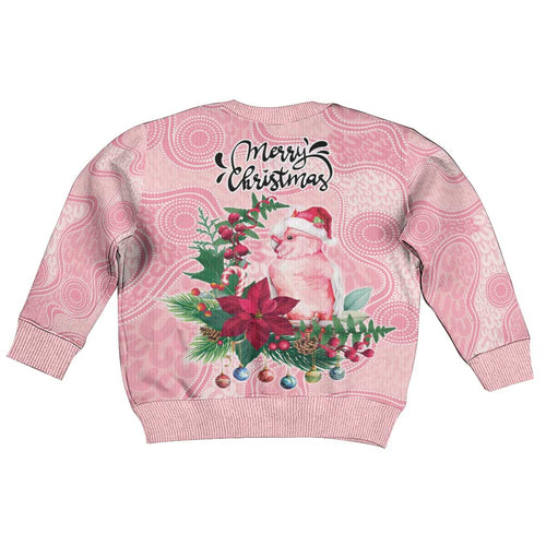 Watercolor Pink Galah Flowers Kid Ugly Christmas Sweater Australia Christmas Vibes - Aussie Hoodie