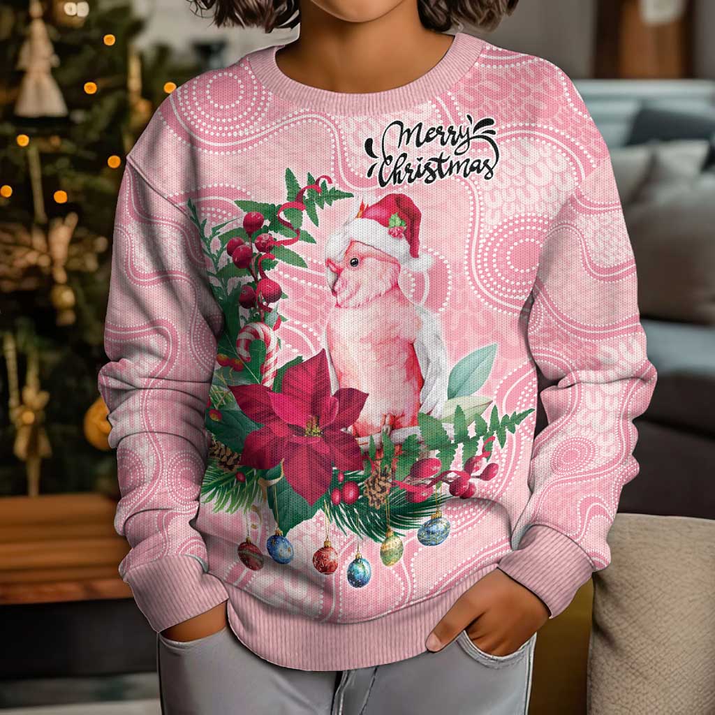 Watercolor Pink Galah Flowers Kid Ugly Christmas Sweater Australia Christmas Vibes - Aussie Hoodie