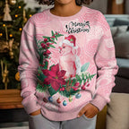 Watercolor Pink Galah Flowers Kid Ugly Christmas Sweater Australia Christmas Vibes - Aussie Hoodie