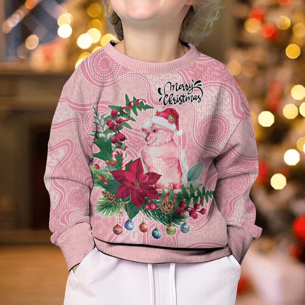 Watercolor Pink Galah Flowers Kid Ugly Christmas Sweater Australia Christmas Vibes - Aussie Hoodie