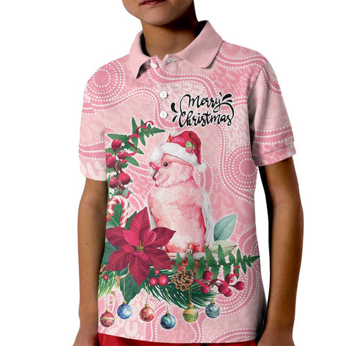 Watercolor Pink Galah Flowers Kid Polo Shirt Australia Christmas Vibes - Aussie Hoodie