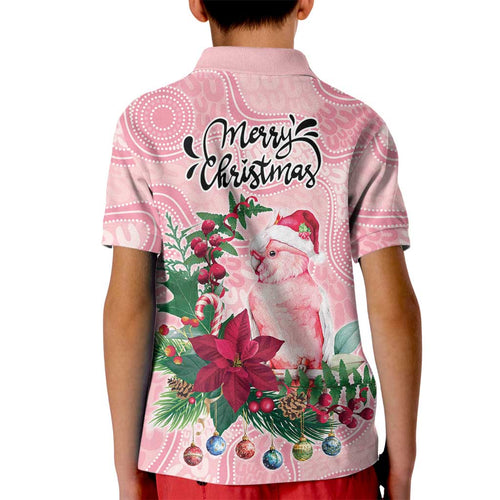 Watercolor Pink Galah Flowers Kid Polo Shirt Australia Christmas Vibes - Aussie Hoodie