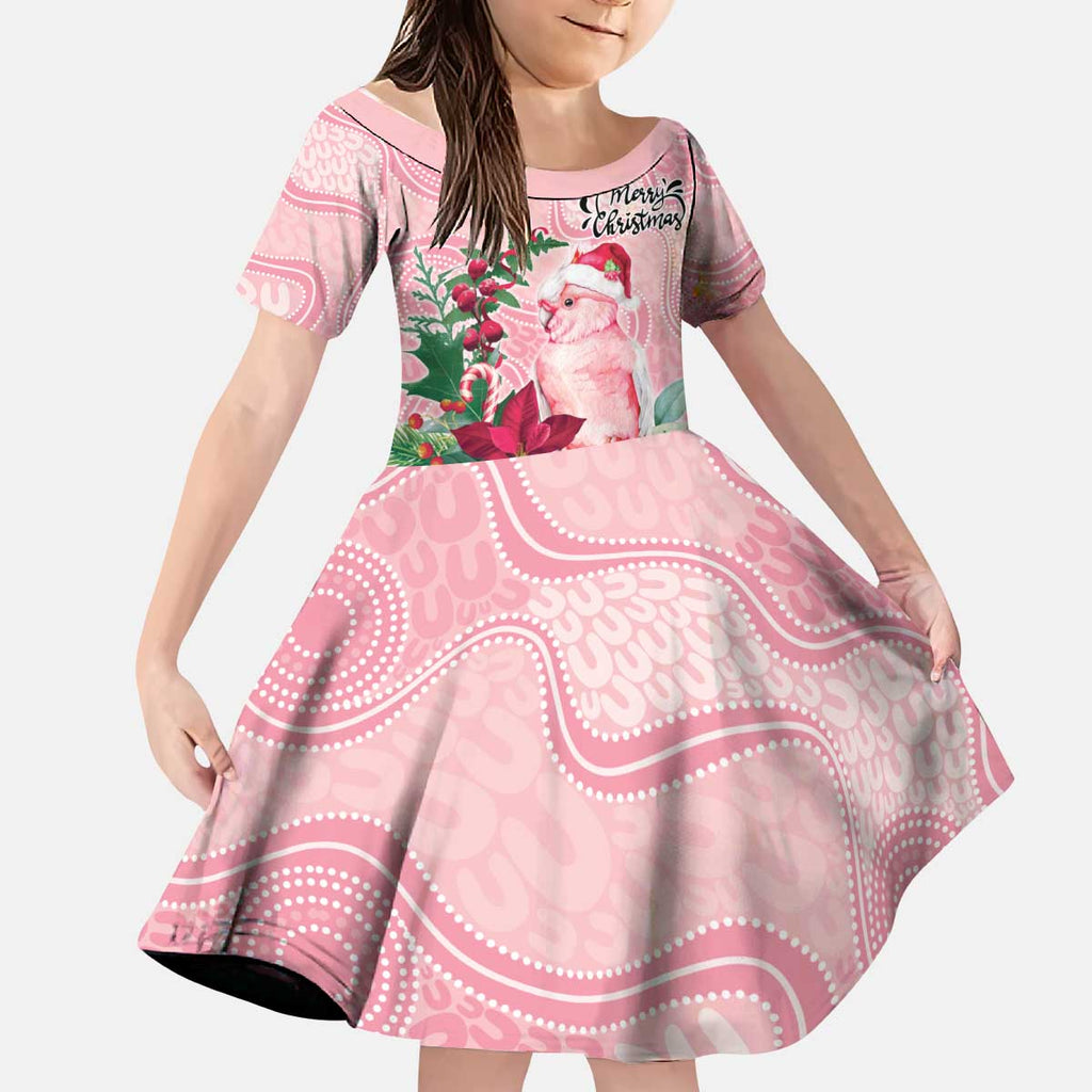 Watercolor Pink Galah Flowers Kid Short Sleeve Dress Australia Christmas Vibes - Aussie Hoodie