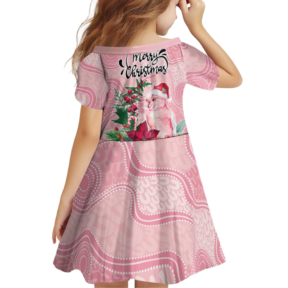 Watercolor Pink Galah Flowers Kid Short Sleeve Dress Australia Christmas Vibes - Aussie Hoodie