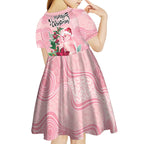 Watercolor Pink Galah Flowers Kid Short Sleeve Dress Australia Christmas Vibes - Aussie Hoodie