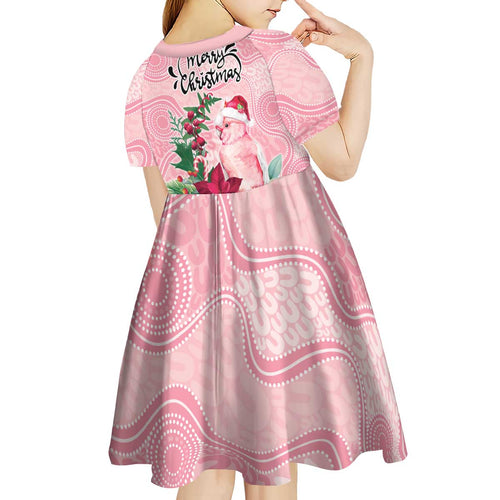 Watercolor Pink Galah Flowers Kid Short Sleeve Dress Australia Christmas Vibes - Aussie Hoodie