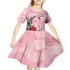 Watercolor Pink Galah Flowers Kid Short Sleeve Dress Australia Christmas Vibes - Aussie Hoodie