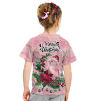 Watercolor Pink Galah Flowers Kid T Shirt Australia Christmas Vibes - Aussie Hoodie