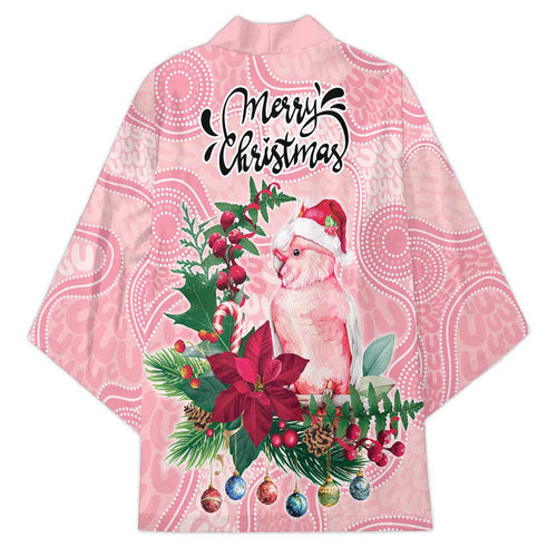 Watercolor Pink Galah Flowers Kimono Australia Christmas Vibes - Aussie Hoodie