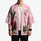 Watercolor Pink Galah Flowers Kimono Australia Christmas Vibes - Aussie Hoodie