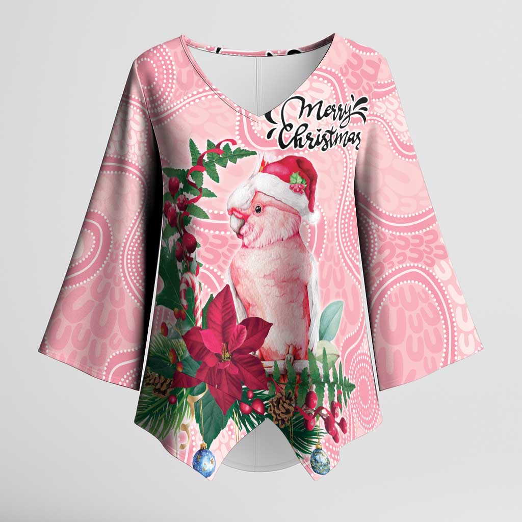 Watercolor Pink Galah Flowers Kimono Sleeve Blouse Australia Christmas Vibes - Aussie Hoodie