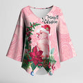 Watercolor Pink Galah Flowers Kimono Sleeve Blouse Australia Christmas Vibes - Aussie Hoodie