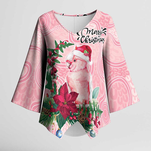 Watercolor Pink Galah Flowers Kimono Sleeve Blouse Australia Christmas Vibes - Aussie Hoodie