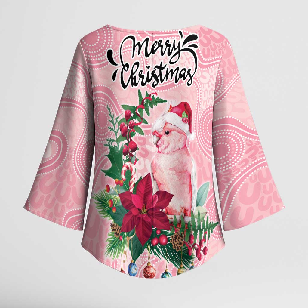 Watercolor Pink Galah Flowers Kimono Sleeve Blouse Australia Christmas Vibes - Aussie Hoodie
