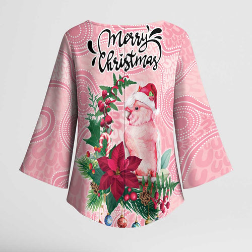 Watercolor Pink Galah Flowers Kimono Sleeve Blouse Australia Christmas Vibes - Aussie Hoodie