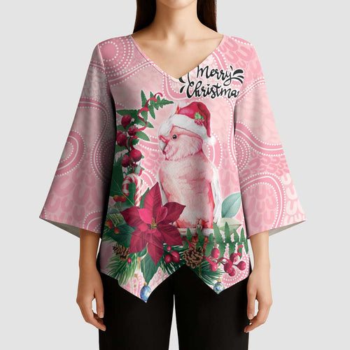 Watercolor Pink Galah Flowers Kimono Sleeve Blouse Australia Christmas Vibes - Aussie Hoodie