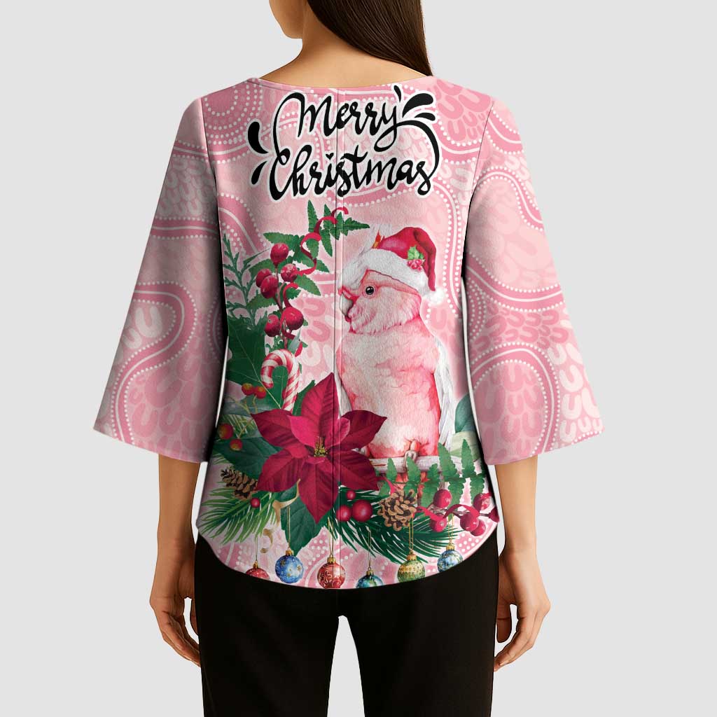 Watercolor Pink Galah Flowers Kimono Sleeve Blouse Australia Christmas Vibes - Aussie Hoodie