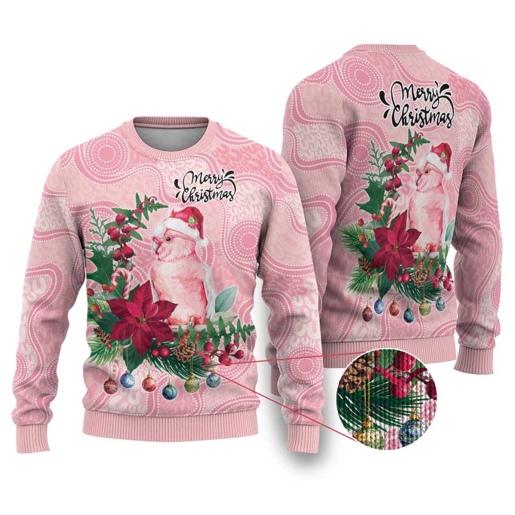 Watercolor Pink Galah Flowers Ugly Christmas Sweater Australia Christmas Vibes - Aussie Hoodie