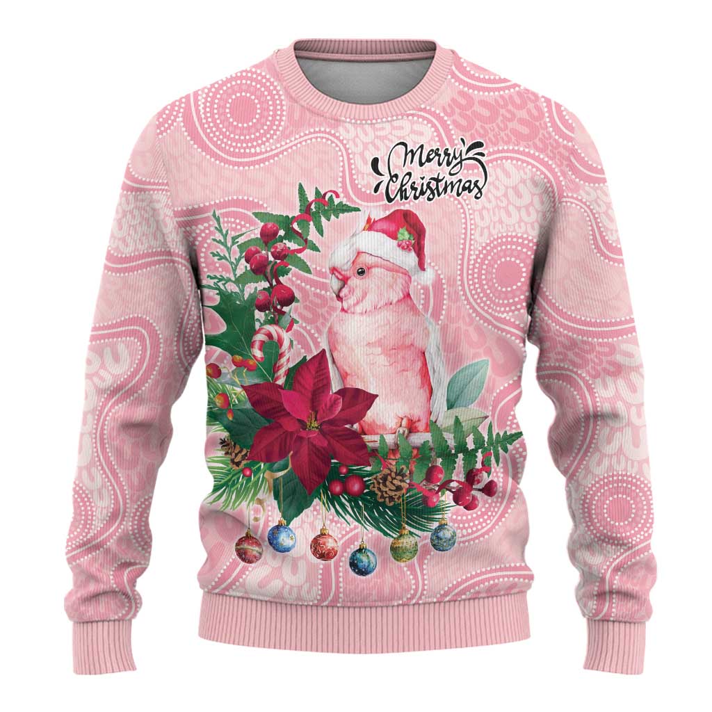 Watercolor Pink Galah Flowers Ugly Christmas Sweater Australia Christmas Vibes - Aussie Hoodie