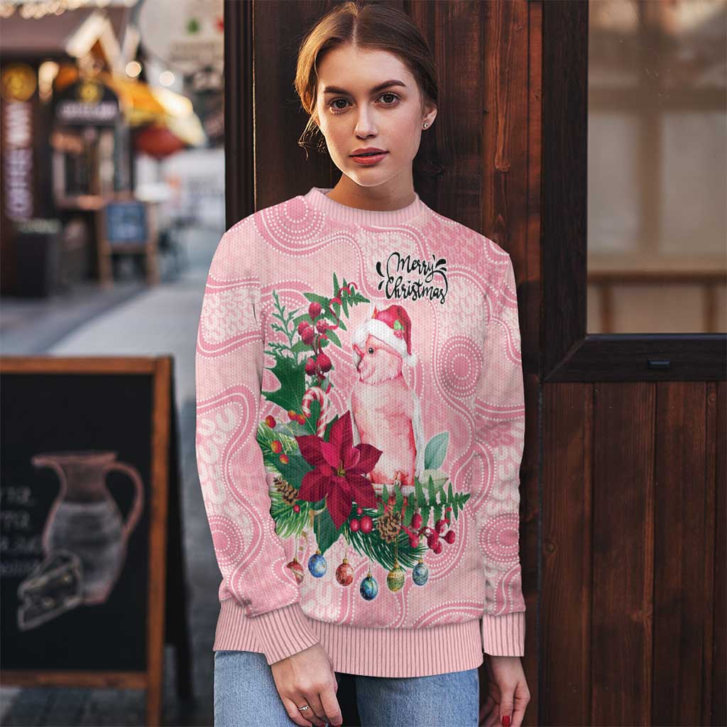 Watercolor Pink Galah Flowers Ugly Christmas Sweater Australia Christmas Vibes - Aussie Hoodie