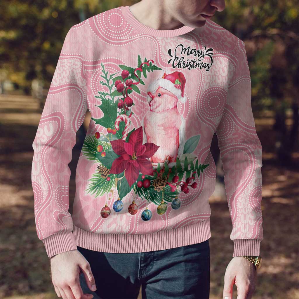 Watercolor Pink Galah Flowers Ugly Christmas Sweater Australia Christmas Vibes - Aussie Hoodie