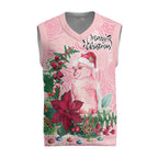 Watercolor Pink Galah Flowers Christmas Knitted V-Neck Vest Australia Christmas Vibes - Aussie Hoodie