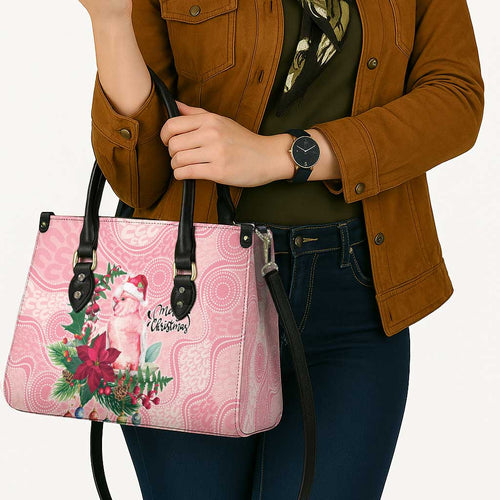 Watercolor Pink Galah Flowers Leather Bag Australia Christmas Vibes - Aussie Hoodie