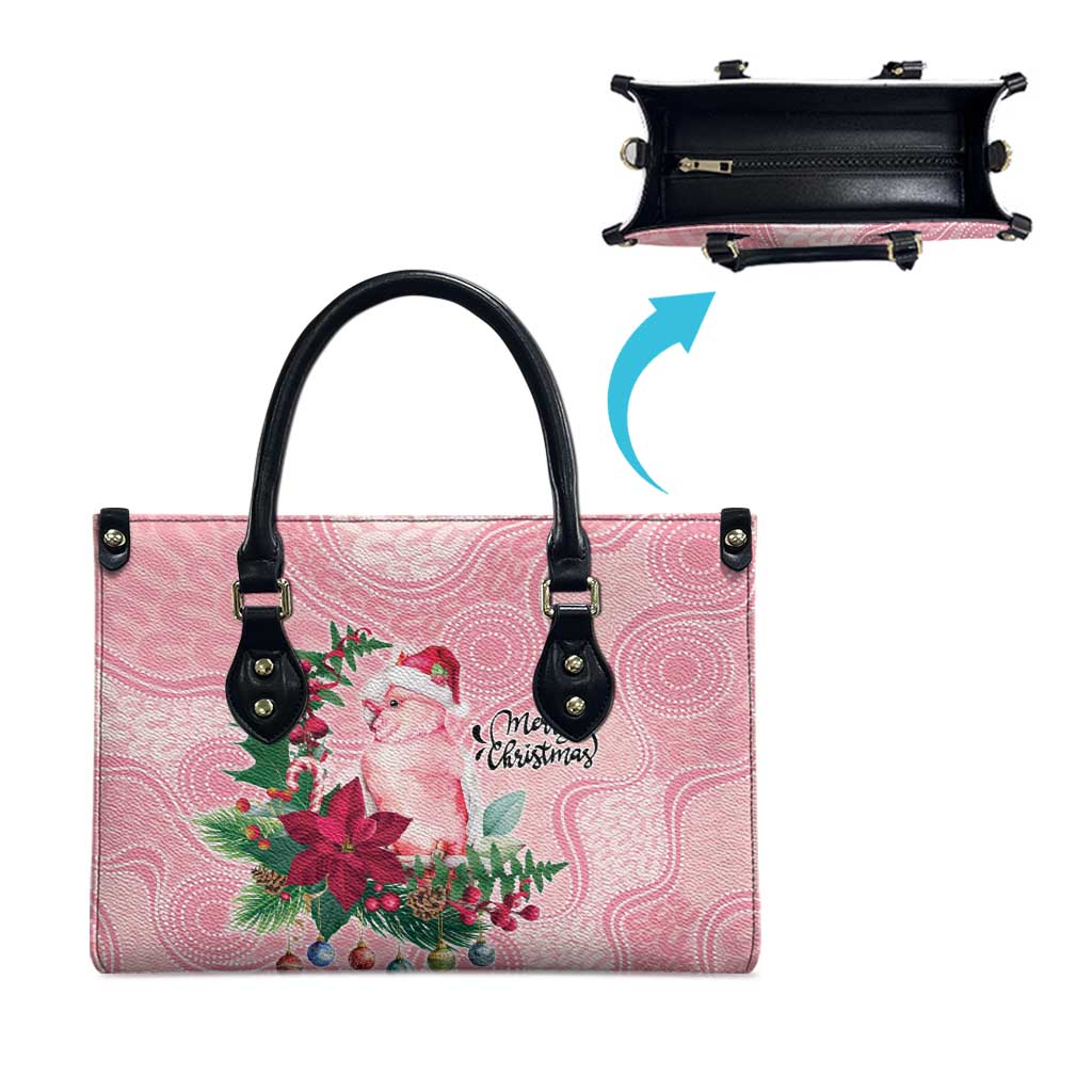 Watercolor Pink Galah Flowers Leather Bag Australia Christmas Vibes - Aussie Hoodie