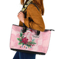 Watercolor Pink Galah Flowers Leather Tote Bag Australia Christmas Vibes - Aussie Hoodie