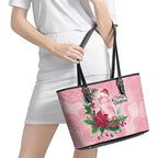 Watercolor Pink Galah Flowers Leather Tote Bag Australia Christmas Vibes - Aussie Hoodie