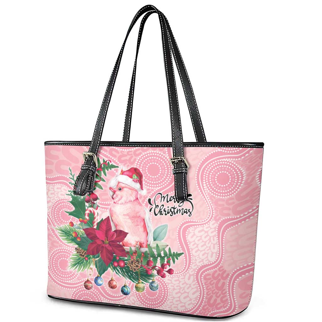 Watercolor Pink Galah Flowers Leather Tote Bag Australia Christmas Vibes - Aussie Hoodie
