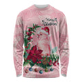 Watercolor Pink Galah Flowers Long Sleeve Shirt Australia Christmas Vibes - Aussie Hoodie