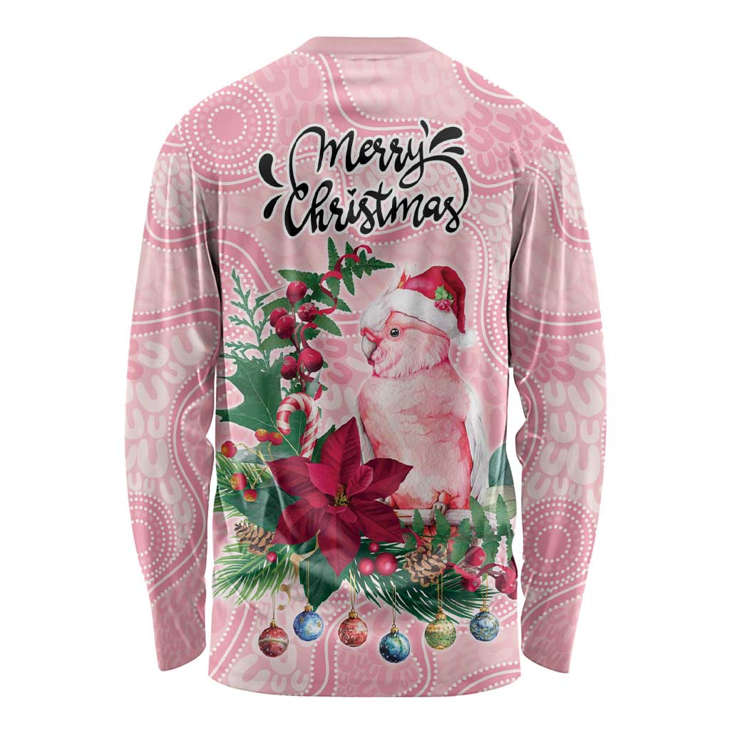 Watercolor Pink Galah Flowers Long Sleeve Shirt Australia Christmas Vibes - Aussie Hoodie