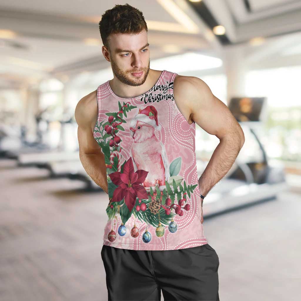 Watercolor Pink Galah Flowers Men Tank Top Australia Christmas Vibes - Aussie Hoodie