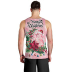 Watercolor Pink Galah Flowers Men Tank Top Australia Christmas Vibes - Aussie Hoodie