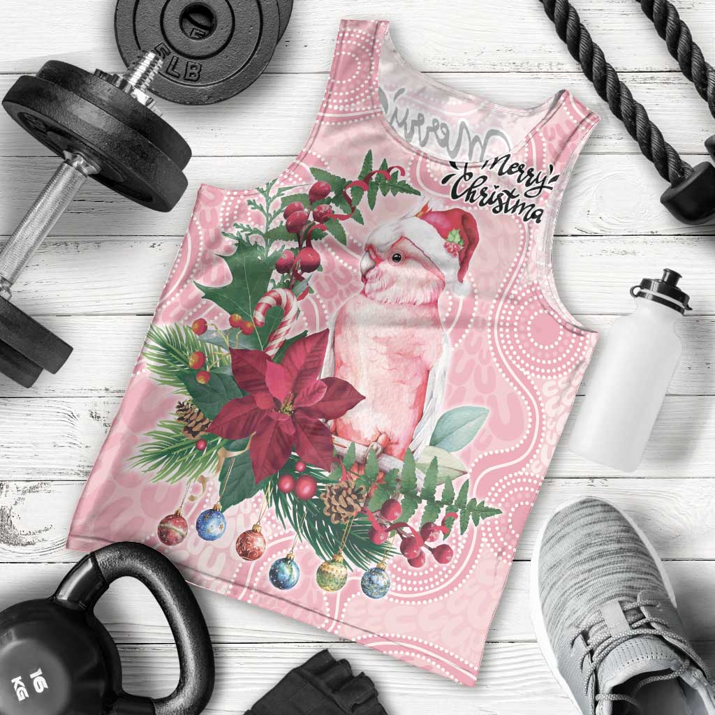 Watercolor Pink Galah Flowers Men Tank Top Australia Christmas Vibes - Aussie Hoodie