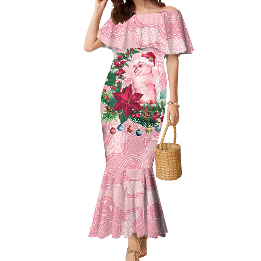 Watercolor Pink Galah Flowers Mermaid Dress Australia Christmas Vibes - Aussie Hoodie