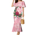 Watercolor Pink Galah Flowers Mermaid Dress Australia Christmas Vibes - Aussie Hoodie