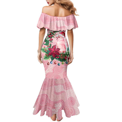 Watercolor Pink Galah Flowers Mermaid Dress Australia Christmas Vibes - Aussie Hoodie