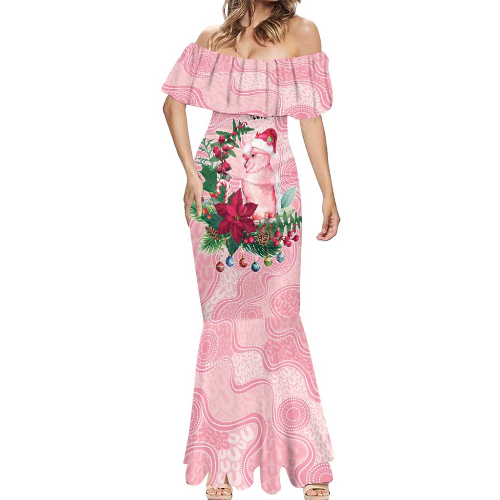 Watercolor Pink Galah Flowers Mermaid Dress Australia Christmas Vibes - Aussie Hoodie