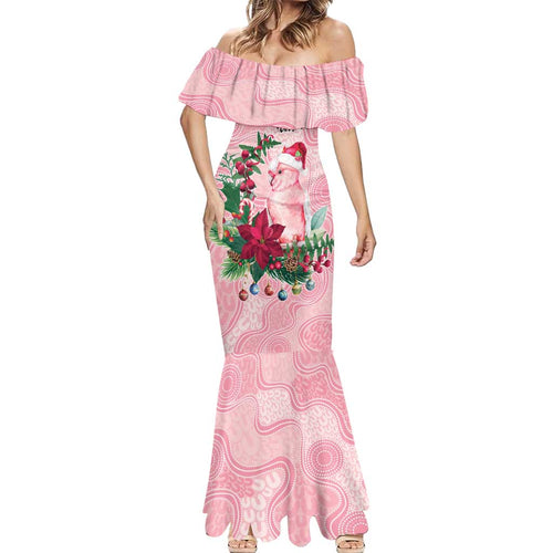 Watercolor Pink Galah Flowers Mermaid Dress Australia Christmas Vibes - Aussie Hoodie