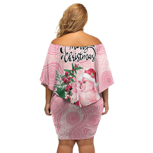Watercolor Pink Galah Flowers Off Shoulder Short Dress Australia Christmas Vibes - Aussie Hoodie