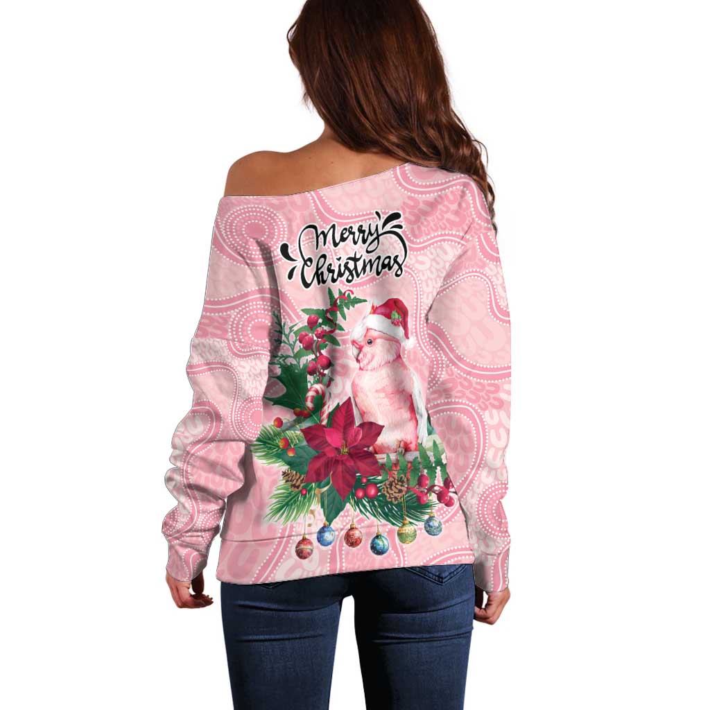 Watercolor Pink Galah Flowers Off Shoulder Sweater Australia Christmas Vibes - Aussie Hoodie