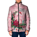 Watercolor Pink Galah Flowers Padded Jacket Australia Christmas Vibes - Aussie Hoodie