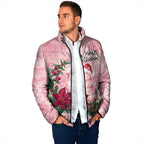 Watercolor Pink Galah Flowers Padded Jacket Australia Christmas Vibes - Aussie Hoodie