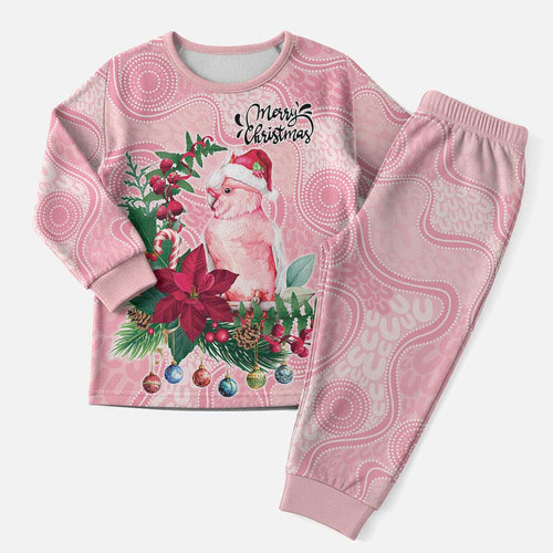 Watercolor Pink Galah Flowers Christmas Pajama Set Australia Christmas Vibes - Aussie Hoodie