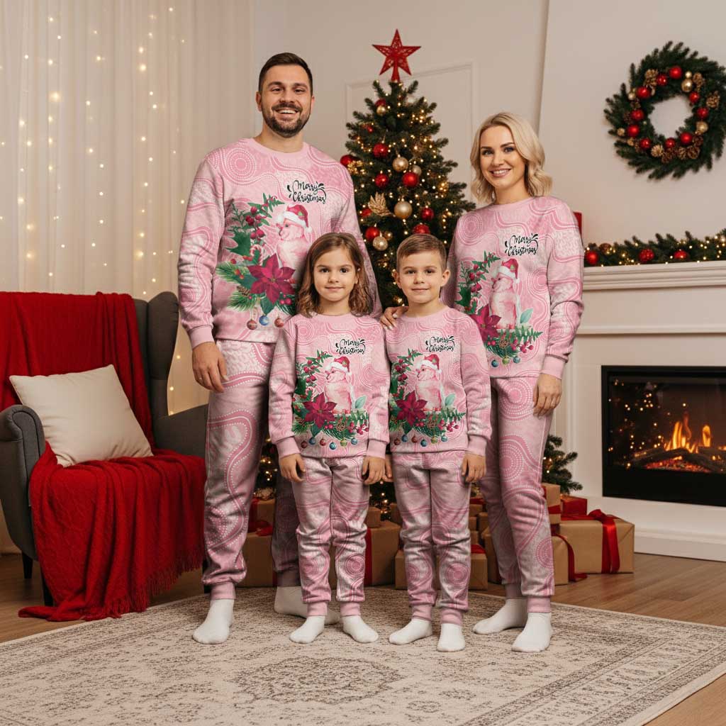 Watercolor Pink Galah Flowers Christmas Pajama Set Australia Christmas Vibes - Aussie Hoodie