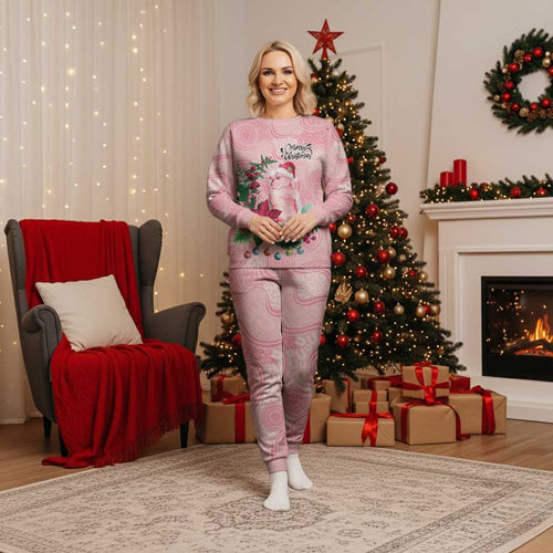 Watercolor Pink Galah Flowers Christmas Pajama Set Australia Christmas Vibes - Aussie Hoodie